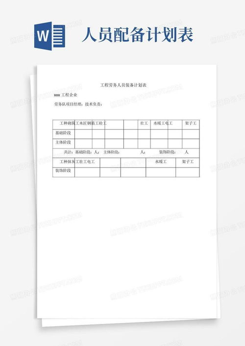 工程劳务人员配备计划表word模板下载 编号lyxzwmxr 熊猫办公